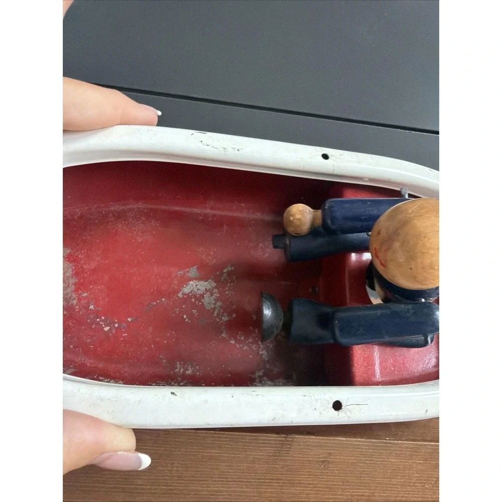 Woodette Coast Guard Pressed Steel Wood Figure Toy Rowboat PARTS or REPAIR‎ ONLY